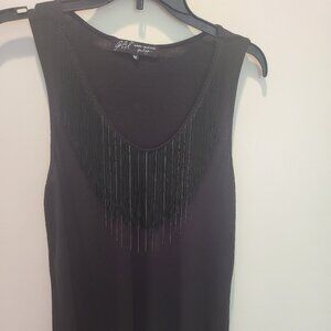 Women's ABS - Allen Schwartz Black Tank Top with Fringe (M)